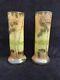 Ancienne paire de petits vases émaillés legras paysage lacustre art nouveau