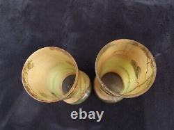 Ancienne paire de petits vases émaillés legras paysage lacustre art nouveau