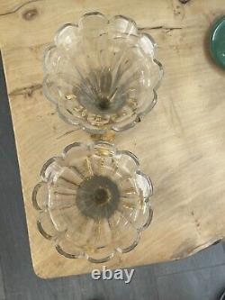 Ancienne paire de vases en bronze doré et cristal art nouveau