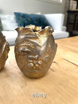 Ancienne paire de vases en bronze signés Louis Lerolle art nouveau