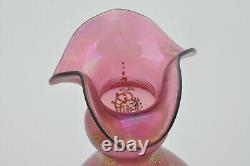 Ancienne paire de vases pâte de verre réhaussée d'émail doré décor art nouveau