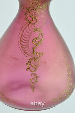 Ancienne paire de vases pâte de verre réhaussée d'émail doré décor art nouveau