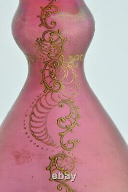 Ancienne paire de vases pâte de verre réhaussée d'émail doré décor art nouveau