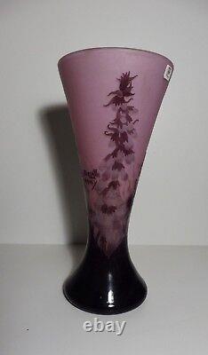 André DELATTE (1887-1953), Digitales, Imposant Vase diabolo signé, h 34 cm