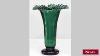 Antique American Victorian Green Glass Vase With Fluted