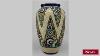 Antique Art Deco Belgium Crackled Eathenware Vase With