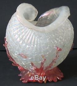 Antique Art Nouveau iridescent Bohemian vase Loetz Crystal Chiné Conch Schell