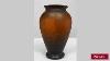 Antique French Art Nouveau Brown Speckled Glass Vase Nancy