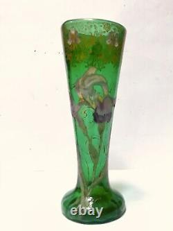Antique Glass Vase /Verre Émaillé/Iris Ancien Legras / 1900/Verrerie/Art-nouveau