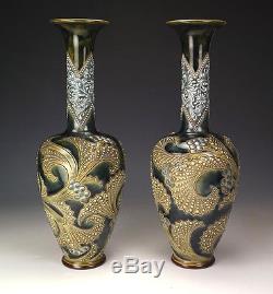 Antique Pair Of Doulton Lambeth Stoneware Vases Eliza Simmance Art Nouveau