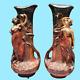 Antiquité Paire vases pots jarres art nouveau terre cuite G. Van Vaerenbergh