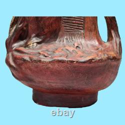 Antiquité Paire vases pots jarres art nouveau terre cuite G. Van Vaerenbergh