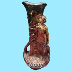 Antiquité Paire vases pots jarres art nouveau terre cuite G. Van Vaerenbergh