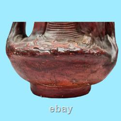 Antiquité Paire vases pots jarres art nouveau terre cuite G. Van Vaerenbergh