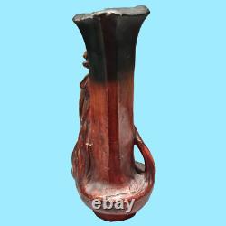 Antiquité Paire vases pots jarres art nouveau terre cuite G. Van Vaerenbergh