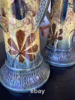 Art Nouveau Austria Autriche Superbe Paire Vases Céramique Jugendstil Vienna