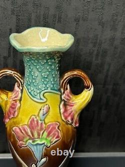 Art Nouveau Fives Lille Gustave de Bruyn Vase en barbotine floral 1900