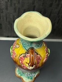 Art Nouveau Fives Lille Gustave de Bruyn Vase en barbotine floral 1900