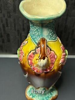 Art Nouveau Fives Lille Gustave de Bruyn Vase en barbotine floral 1900