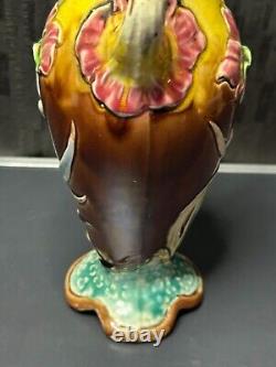 Art Nouveau Fives Lille Gustave de Bruyn Vase en barbotine floral 1900