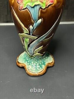 Art Nouveau Fives Lille Gustave de Bruyn Vase en barbotine floral 1900