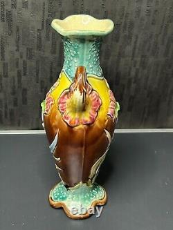 Art Nouveau Fives Lille Gustave de Bruyn Vase en barbotine floral 1900