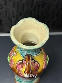 Art Nouveau Fives Lille Gustave de Bruyn Vase en barbotine floral 1900