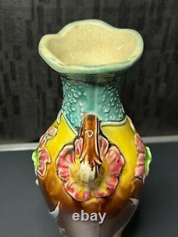Art Nouveau Fives Lille Gustave de Bruyn Vase en barbotine floral 1900