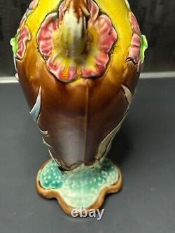 Art Nouveau Fives Lille Gustave de Bruyn Vase en barbotine floral 1900