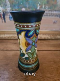 Art Nouveau Vase Ceramique Gouda Hollande Madeleine Plazuid Numerote H 15.50 CM