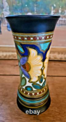 Art Nouveau Vase Ceramique Gouda Hollande Madeleine Plazuid Numerote H 15.50 CM