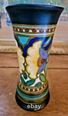Art Nouveau Vase Ceramique Gouda Hollande Madeleine Plazuid Numerote H 15.50 CM
