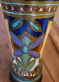 Art Nouveau Vase Ceramique Gouda Hollande Madeleine Plazuid Numerote H 15.50 CM