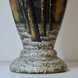 Art Nouveau Vase Paysage Hiver Daum Nancy Winter Land Glass Vase Circa 1900