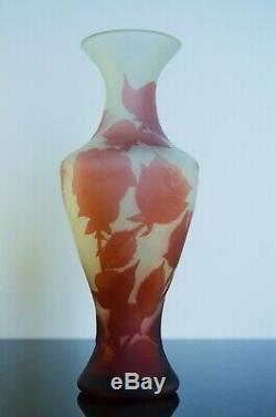 Art Nouveau Vase Pte De Verre Dégagé L'acide Era Daum Galle Signe Ah