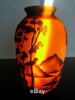 Art Nouveau/ Vase Pte De Verre Dégagé L'acide Era Daum Galle Vianne Signe