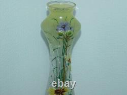 Art Nouveau Vase Verre Fleurs D'Été Iridescent! Décor Floral! H30,5cm