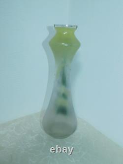 Art Nouveau Vase Verre Fleurs D'Été Iridescent! Décor Floral! H30,5cm