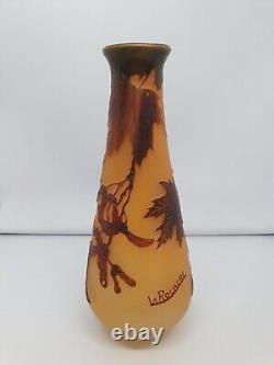 Art Nouveau Vase en pate de verre dégagé à l'acide LA ROCHERE FRANCE