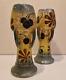 Art nouveau Amphora Paire de grand vases émail irisé H. 25 cm Marronnier