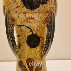 Art nouveau Amphora Paire de grand vases émail irisé H. 25 cm Marronnier