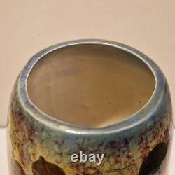 Art nouveau Amphora Paire de grand vases émail irisé H. 25 cm Marronnier