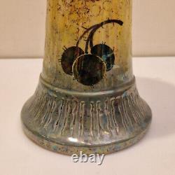Art nouveau Amphora Paire de grand vases émail irisé H. 25 cm Marronnier