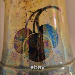 Art nouveau Amphora Paire de grand vases émail irisé H. 25 cm Marronnier