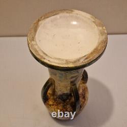 Art nouveau Amphora Paire de grand vases émail irisé H. 25 cm Marronnier