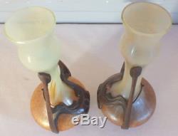 Art nouveau Kralik Loetz paire vase verrerie