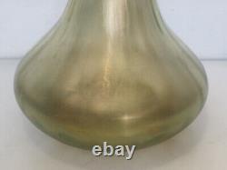 Art nouveau Loetz Très grand vase en verre soufflé irisé H. 40 cm TBE