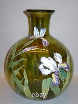 Art nouveau Superbe grand vase soufflé et émaillé de François Theodore Legras