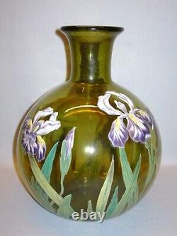 Art nouveau Superbe grand vase soufflé et émaillé de François Theodore Legras