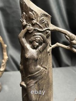 Art nouveau paire vases en étain signée W. Hering vers 1900